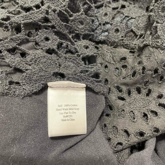 Johnny Was 4 Love & Liberty Small Top Blouse Embroidered Black Boho Short Sleeve - Picture 6 of 6